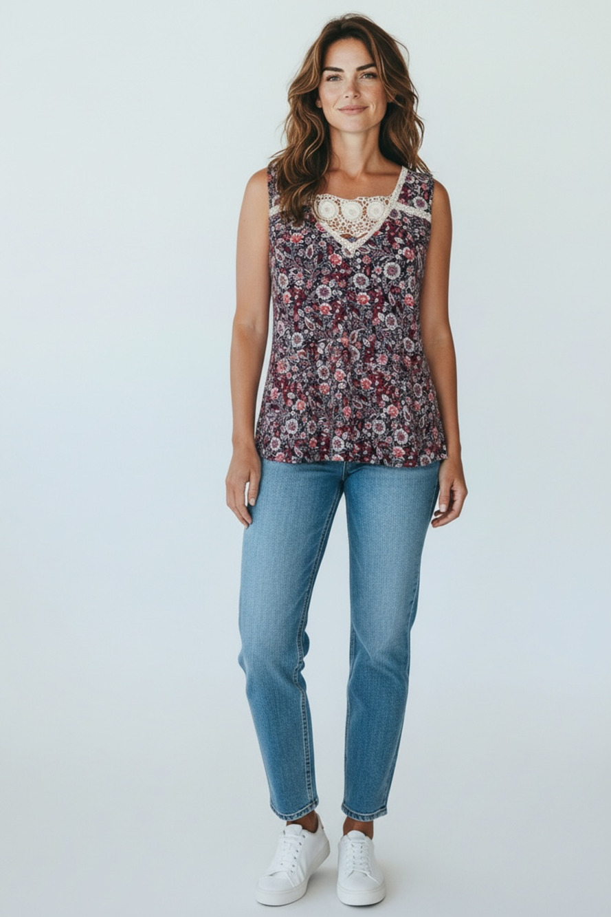 Style & Co Crochet Trim Tank Top Size 2X